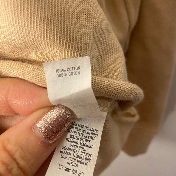 Aerie Beige Lace-Up Cotton Women's Oversized Hoodie - Picture 4 of 5